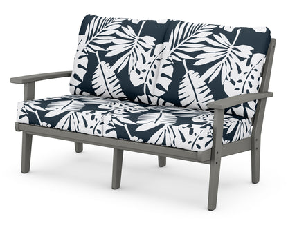 POLYWOOD® Grant Park Deep Seating Loveseat in Slate Grey / Leaf Marine Indigo