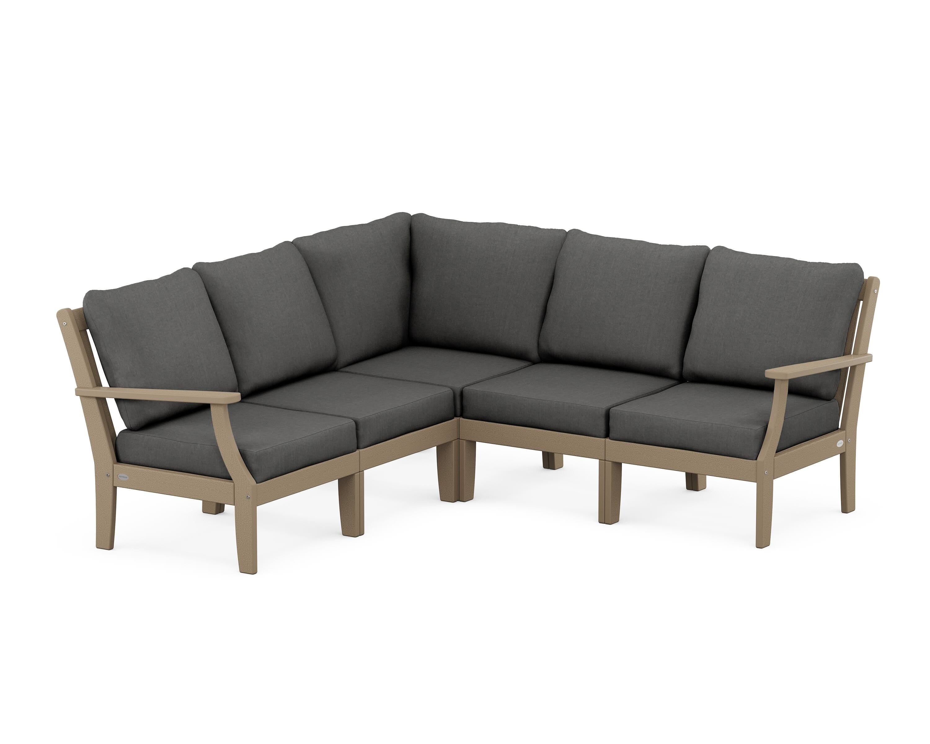 POLYWOOD® Braxton Modular 5-Piece Deep Seating Set in Vintage Sahara / Spectrum Carbon