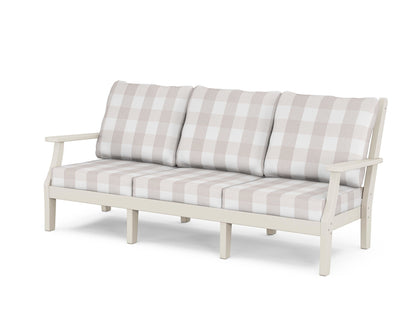 Country Living Wovendale Deep Seating Sofa in Sand / Buffalo Plaid Dune Burlap
