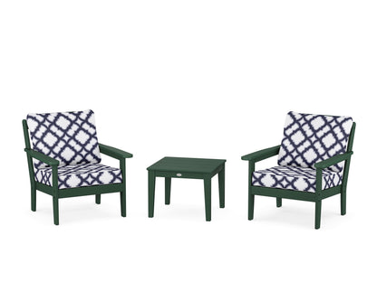 Country Living Cottage 3-Piece Deep Seating Set in Green / Trellis Navy