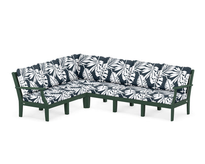 POLYWOOD® Braxton Modular 6-Piece Deep Seating Set in Green / Leaf Marine Indigo