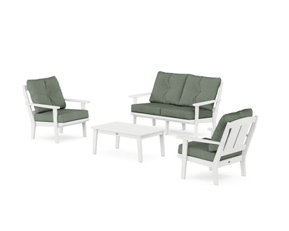 POLYWOOD® Mission 4-Piece Deep Seating Set with Loveseat in White / Cast Sage