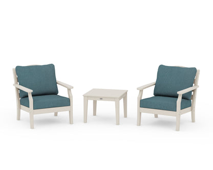 Draper James™ by  POLYWOOD® Savannah 3-Piece Deep Seating Set in Sand / Ocean Teal