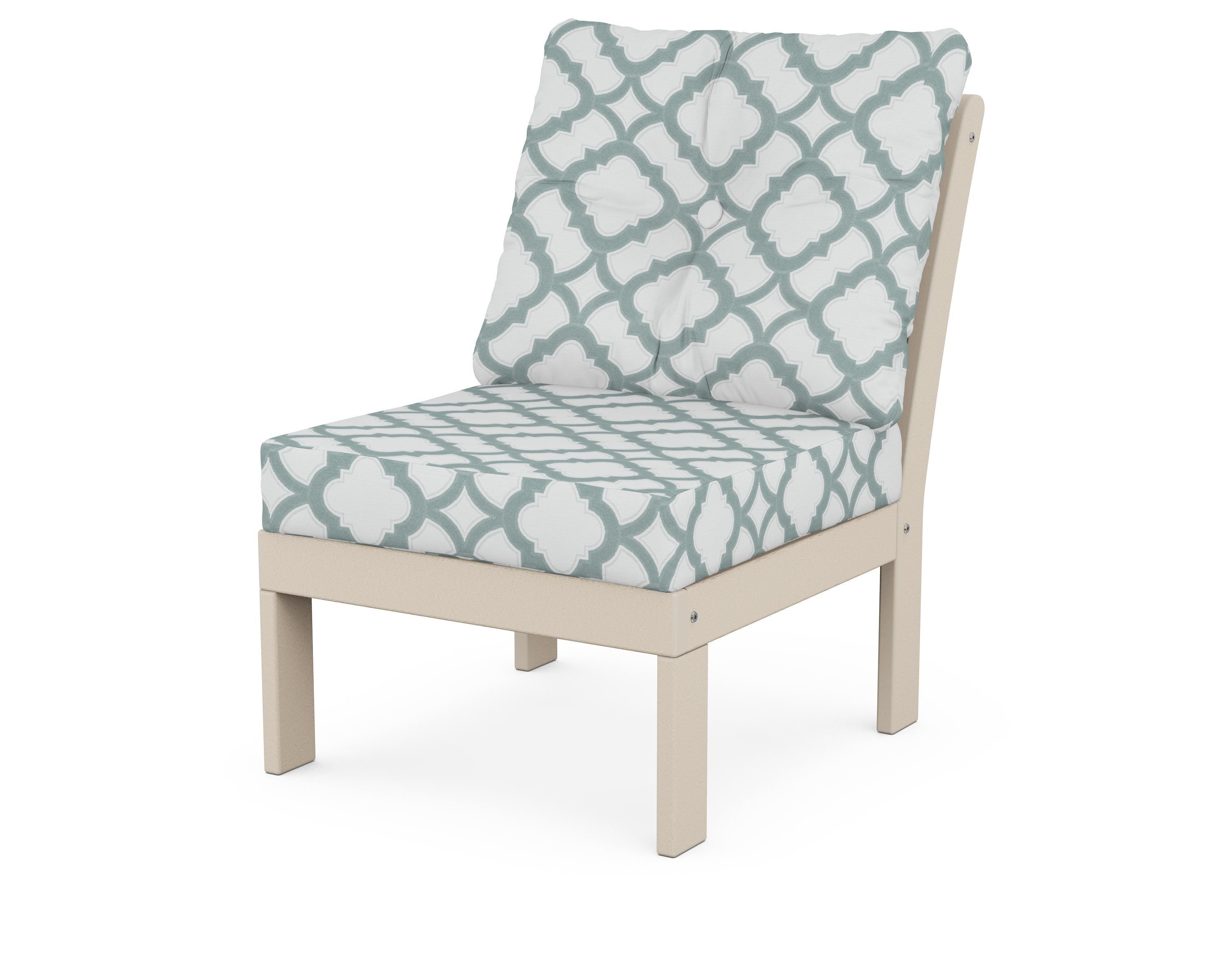 POLYWOOD® Vineyard Modular Armless Chair in Sand / Trellis Glacier Spa