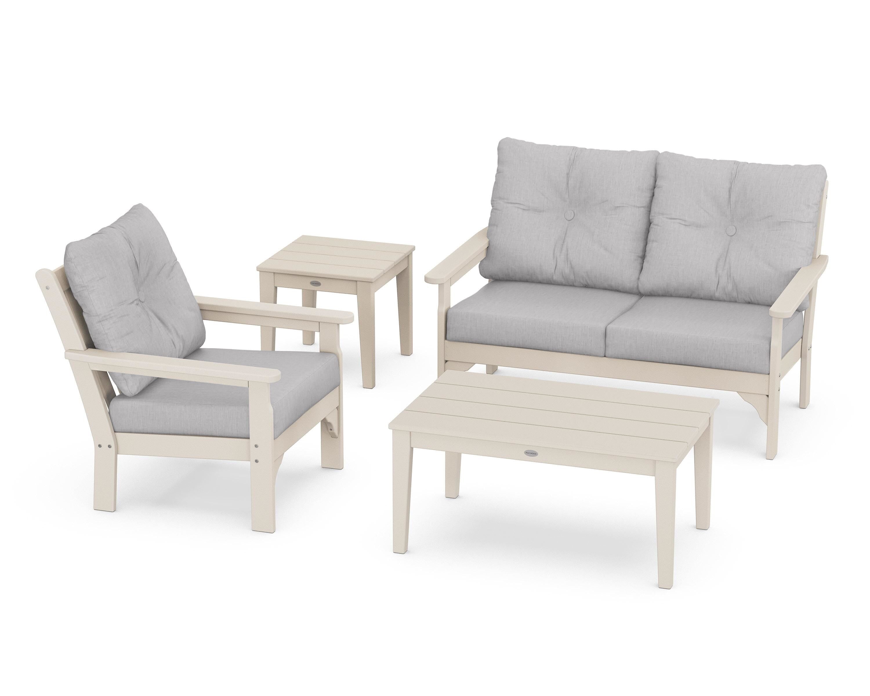 POLYWOOD® Vineyard 4-Piece Deep Seating Set in Sand / Granite