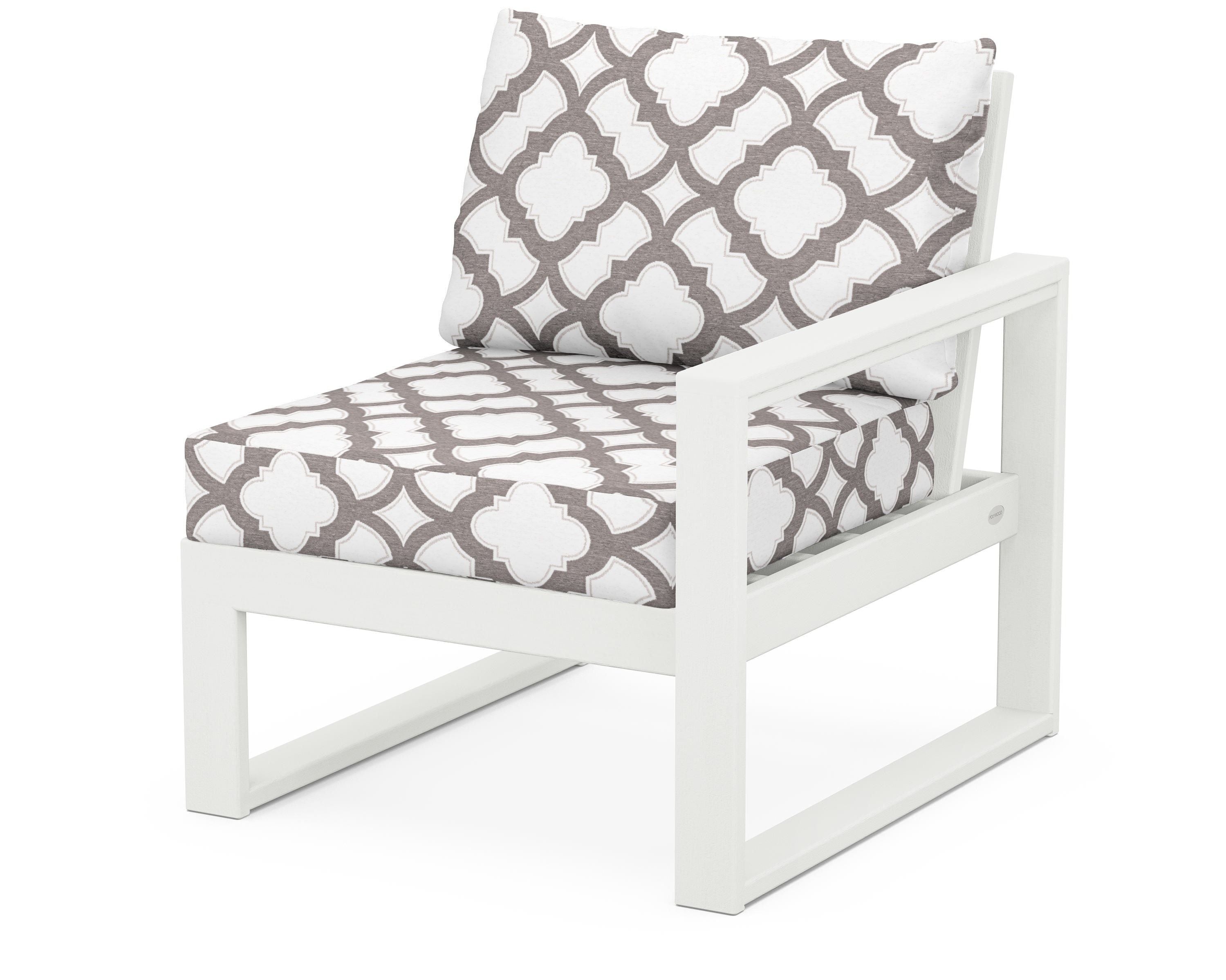 POLYWOOD® EDGE Modular Right Arm Chair in Vintage White / Trellis Grey Mist