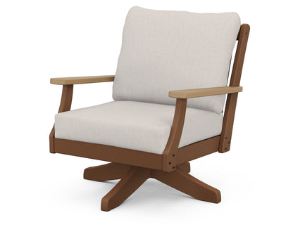 POLYWOOD® Braxton Deep Seating Swivel Chair in Teak / Natural / Cast Ash