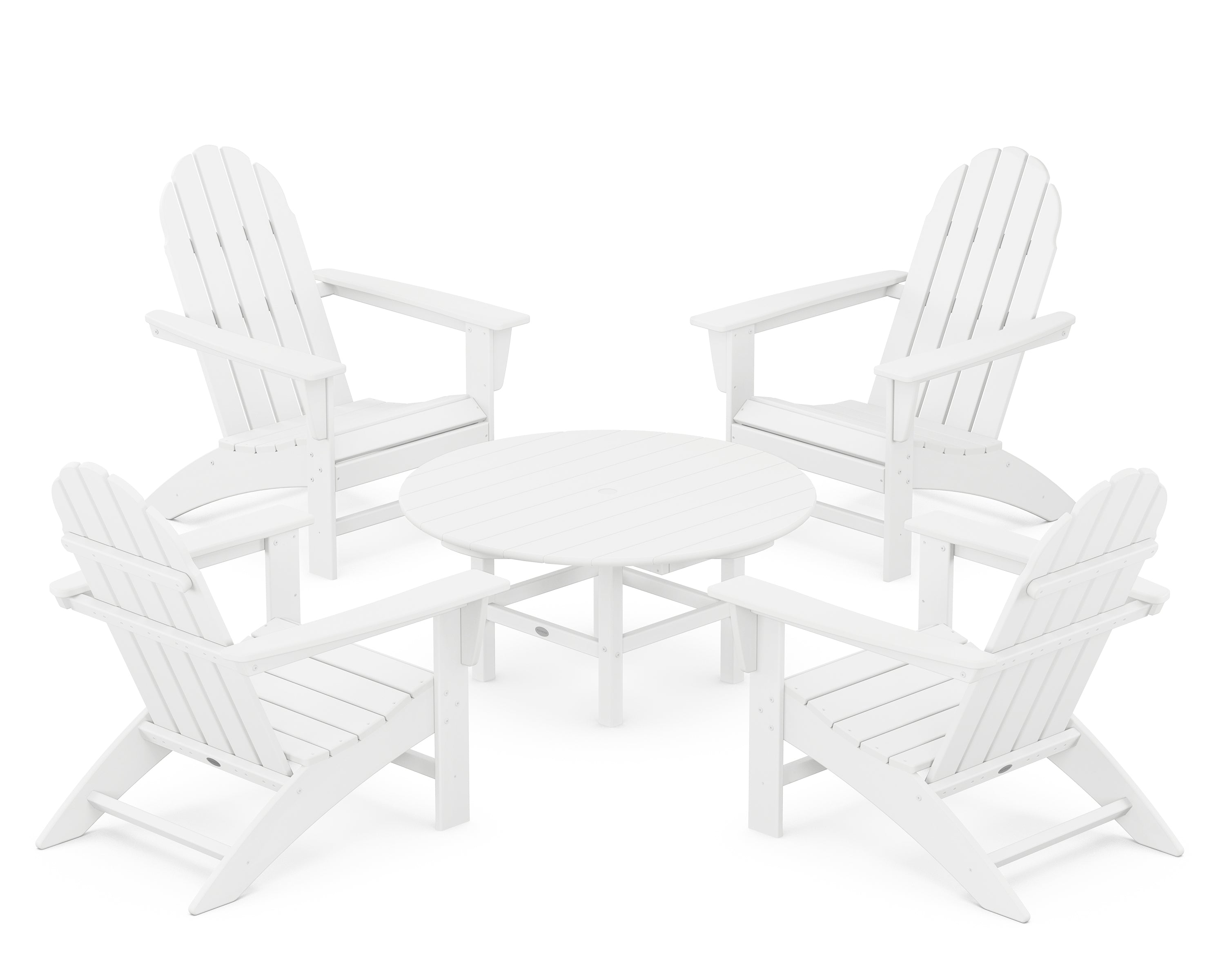 POLYWOOD® Vineyard 5-Piece Adirondack Chair Conversation Set in White