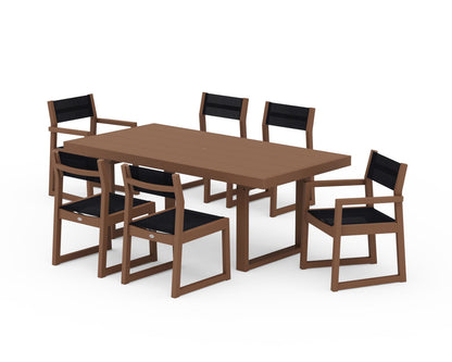 POLYWOOD® EDGE Sling 7-Piece Dining Set in Teak / Black Sling