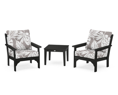 POLYWOOD® Vineyard 3-Piece Deep Seating Set in Black / Leaf Grey Mist