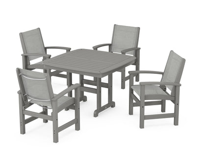 POLYWOOD® Coastal 5-Piece Dining Set in Slate Grey / Metallic Sling