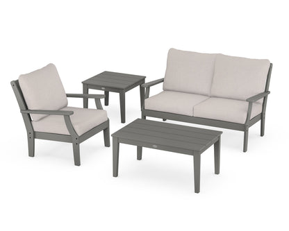 POLYWOOD® Braxton 4-Piece Deep Seating Set in Slate Grey / Dune Burlap
