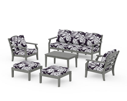 Draper James™ by  POLYWOOD® Savannah 6-Piece Lounge Sofa Set in Slate Grey / Leaf Navy