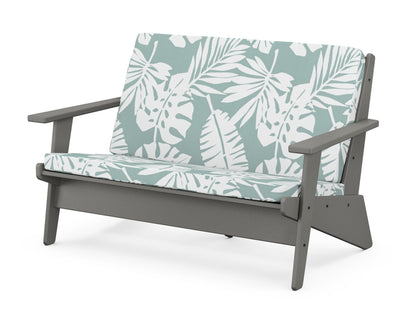 POLYWOOD® Riviera Modern Lounge Loveseat in Slate Grey / Leaf Glacier Spa