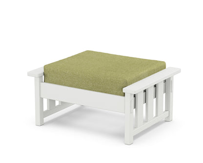 Martha Stewart by POLYWOOD® Acadia Deep Seating Ottoman in White / Chartreuse Boucle