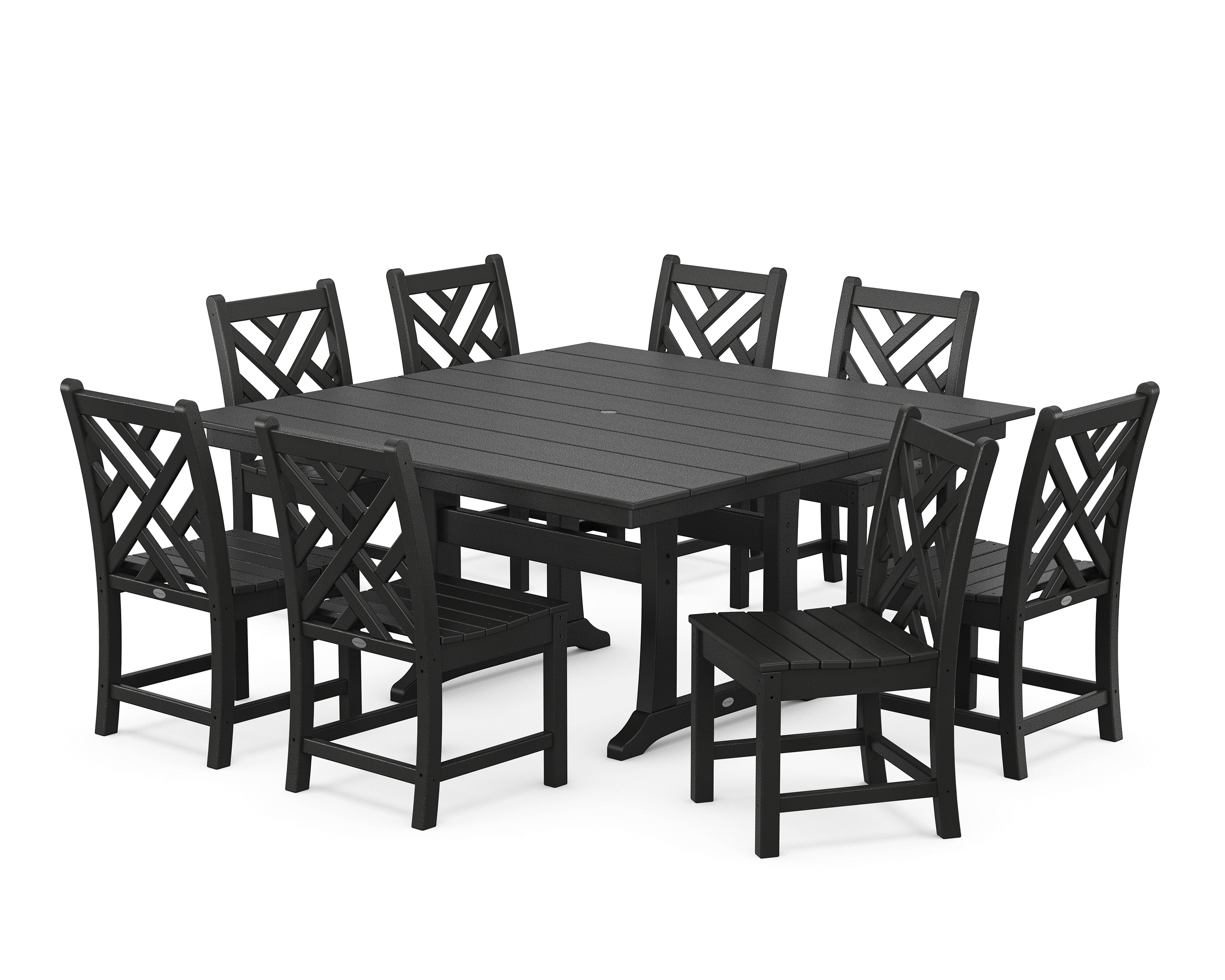 POLYWOOD® Chippendale 9-Piece Farmhouse Trestle Dining Set in Black