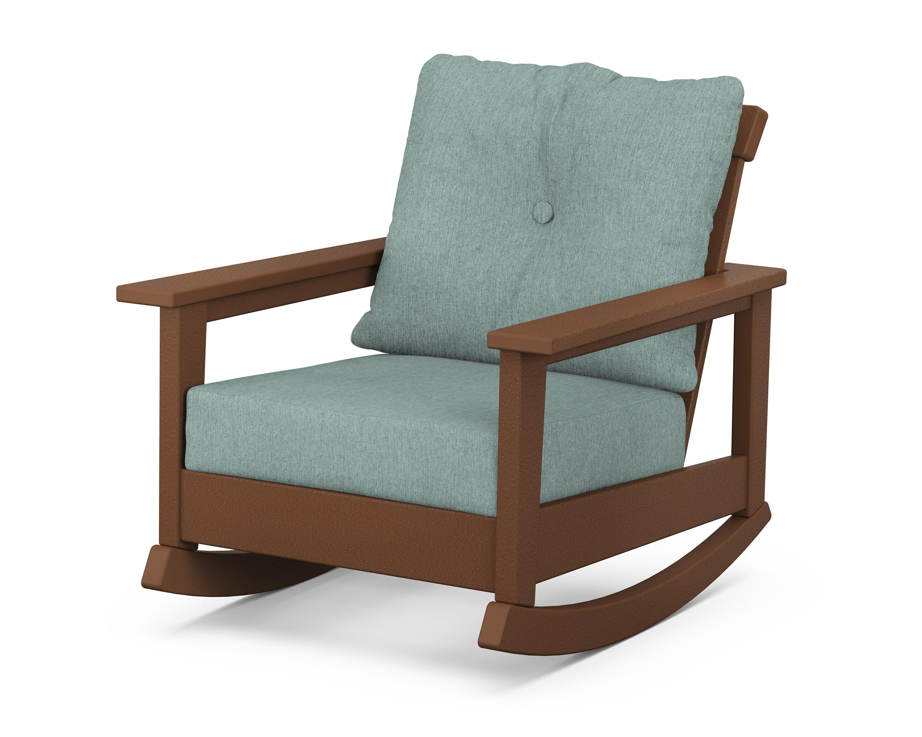 POLYWOOD® Prescott Deep Seating Rocking Chair in Teak / Glacier Spa