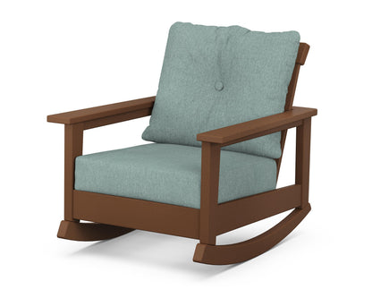 POLYWOOD® Prescott Deep Seating Rocking Chair in Teak / Glacier Spa