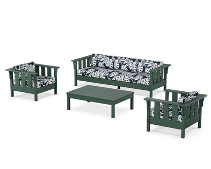Martha Stewart by POLYWOOD® Acadia 4-Piece Deep Seating Set with Sofa in Green / Leaf Marine Indigo