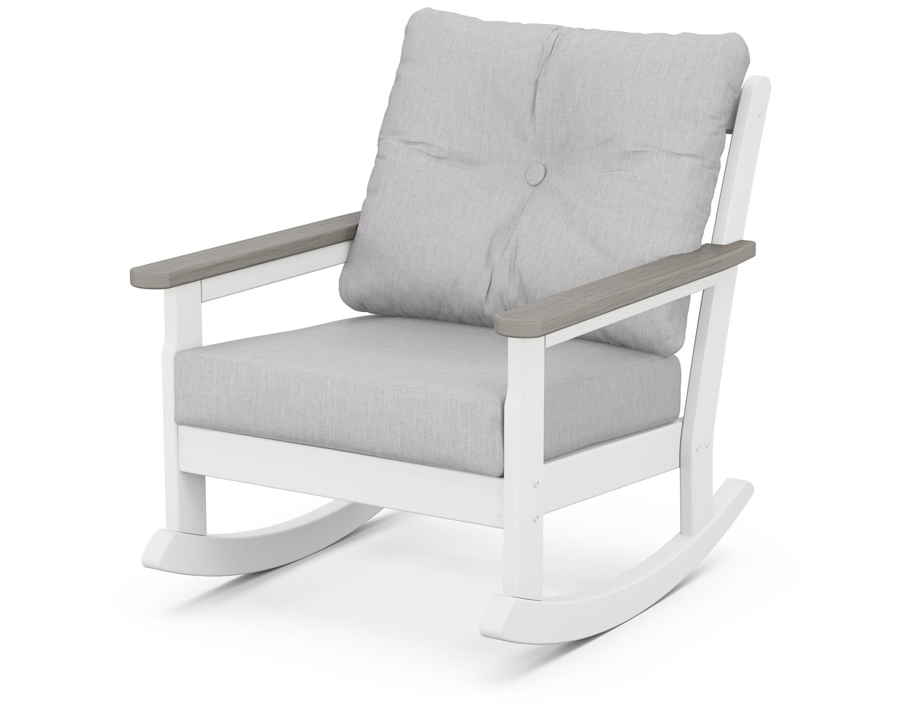 POLYWOOD® Vineyard Deep Seating Rocking Chair in White / Driftwood / Granite