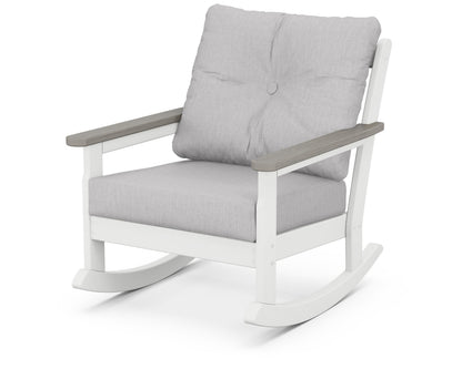 POLYWOOD® Vineyard Deep Seating Rocking Chair in White / Driftwood / Granite
