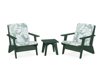 POLYWOOD® Riviera Modern Lounge 3-Piece Set in Green / Leaf Glacier Spa