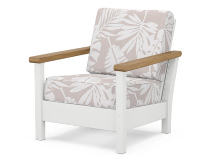 POLYWOOD® Harbour Deep Seating Chair in White / Natural / Leaf Dune Burlap