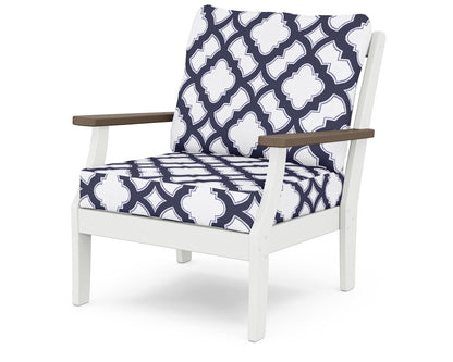 POLYWOOD® Braxton Deep Seating Chair in White / Kona / Trellis Navy