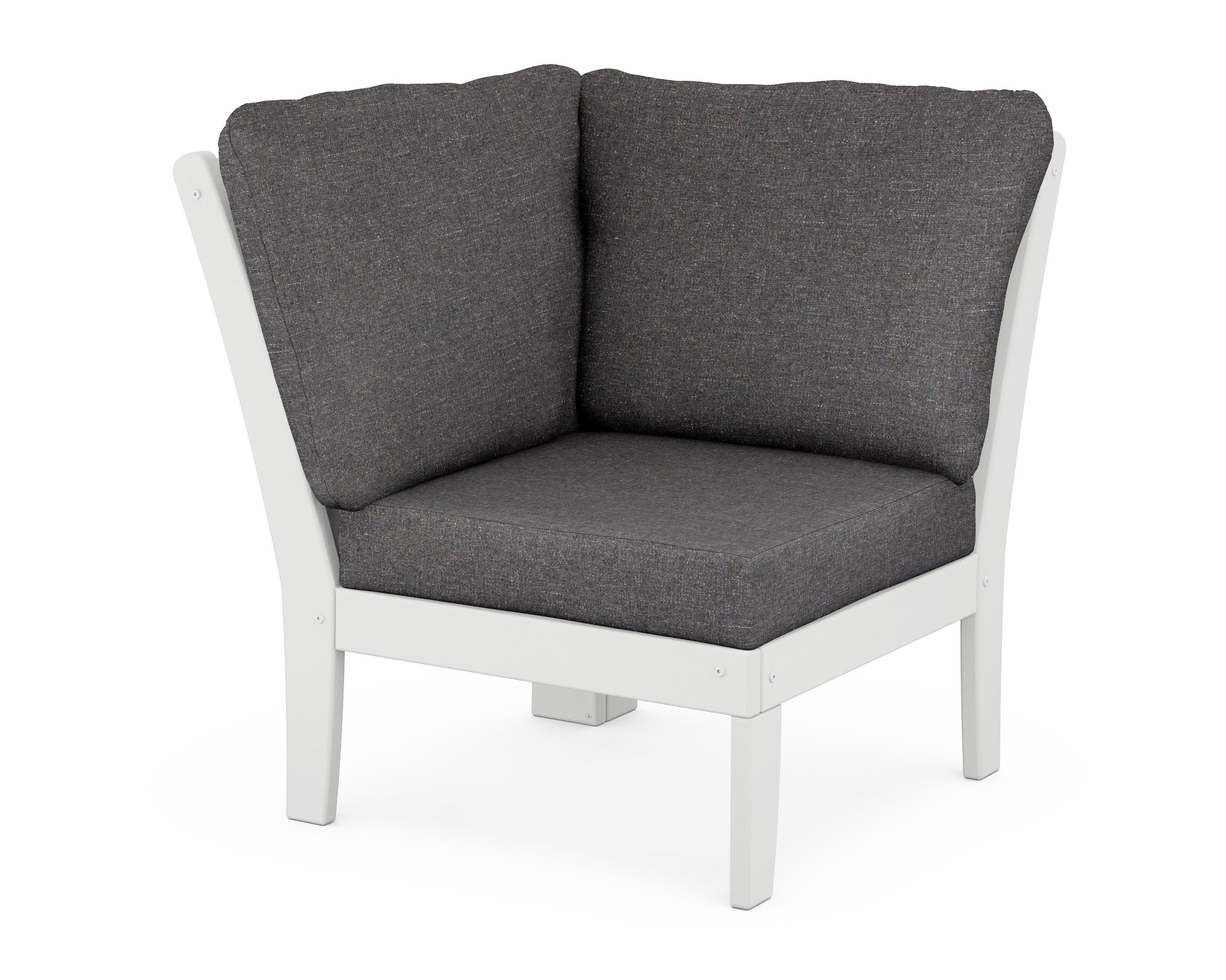POLYWOOD® Braxton Modular Corner Chair in White / Ash Charcoal