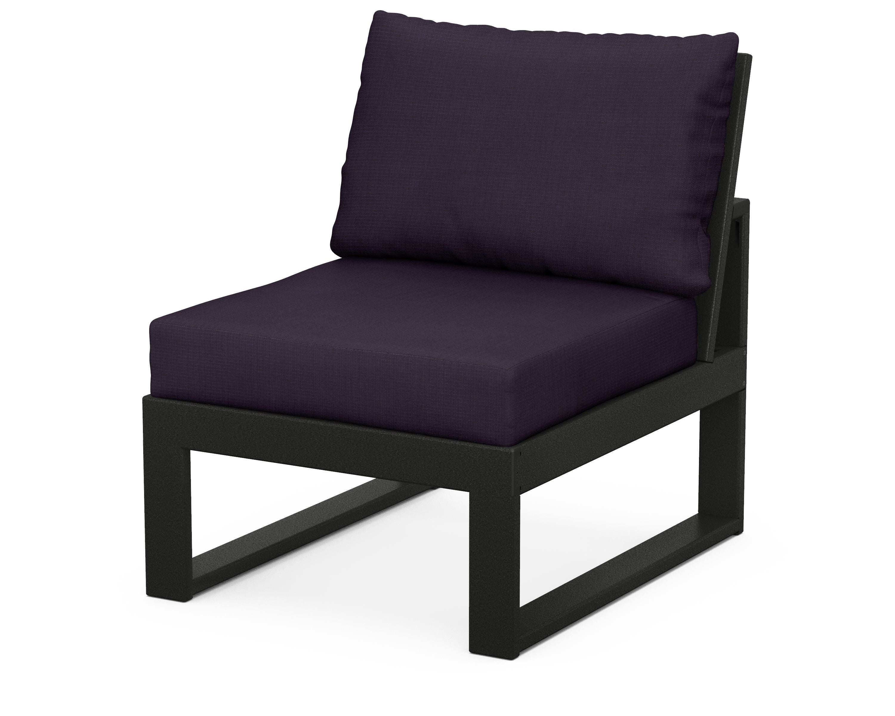 Unbranded Modular Armless Chair in Black / Navy Linen