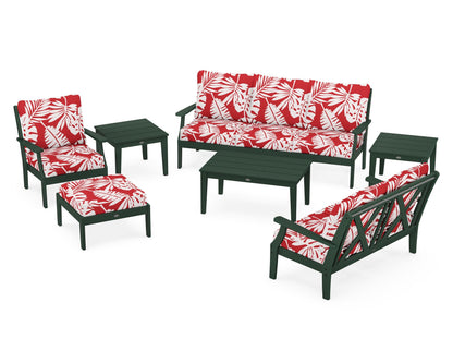 POLYWOOD® Braxton 7-Piece Deep Seating Set in Green / Leaf Crimson