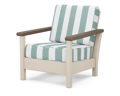 POLYWOOD® Harbour Deep Seating Chair in Sand / Kona / Cabana Stripe Glacier Spa