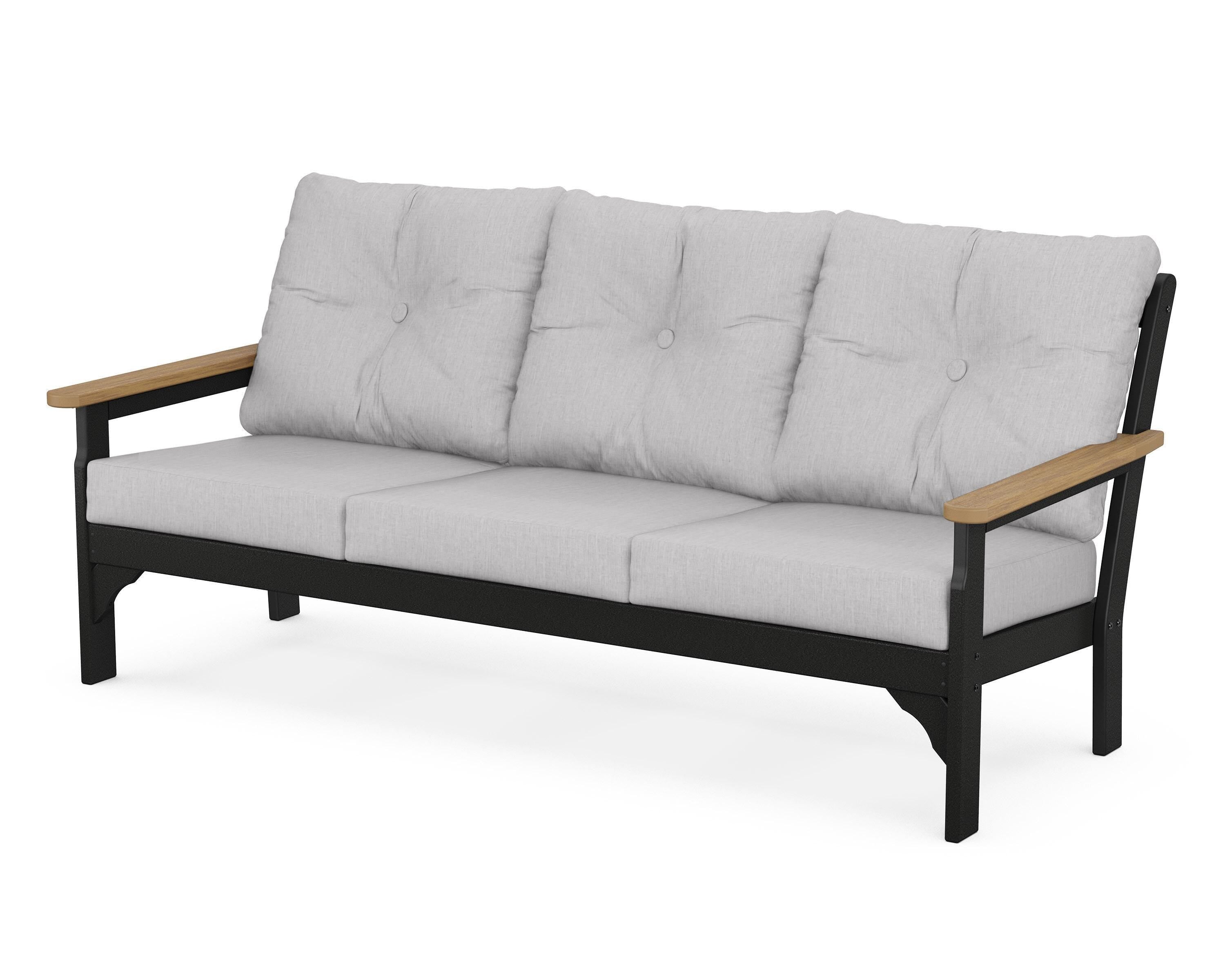 POLYWOOD® Vineyard Deep Seating Sofa in Black / Natural / Granite