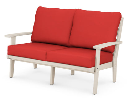 POLYWOOD® Grant Park Deep Seating Loveseat in Sand / Crimson Linen