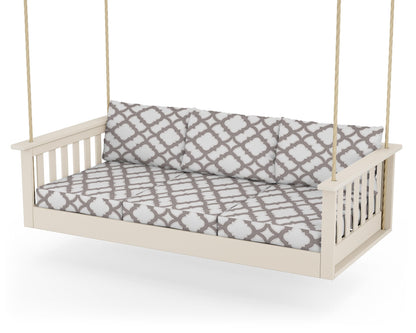 POLYWOOD® Vineyard Daybed Swing in Sand / Trellis Grey Mist