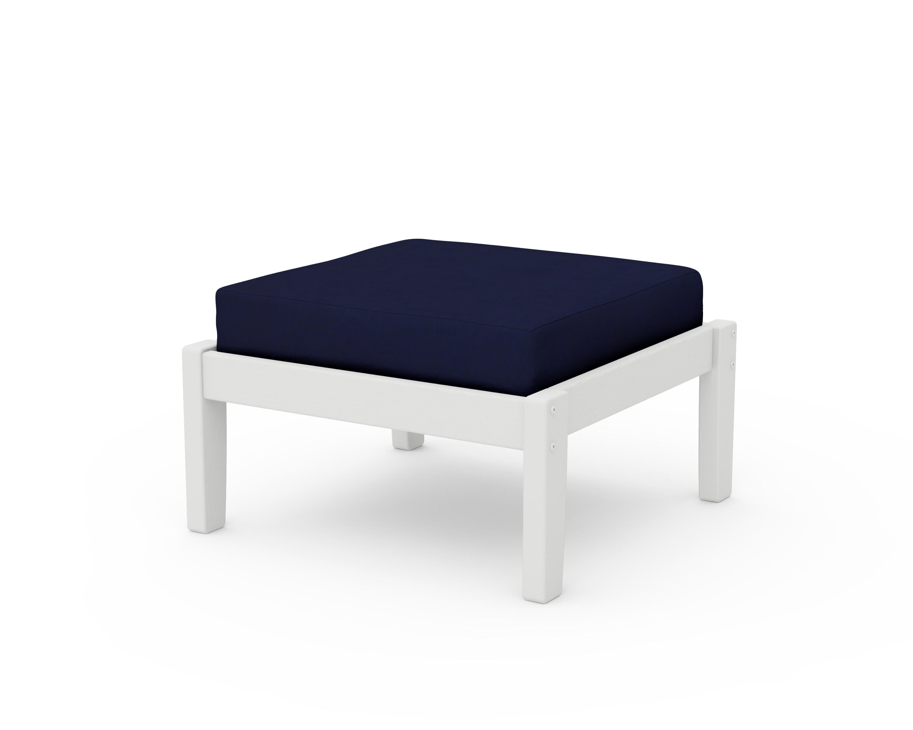 Unbranded Deep Seating Ottoman in Vintage White / Navy
