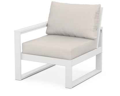POLYWOOD® EDGE Modular Left Arm Chair in White / Cast Ash