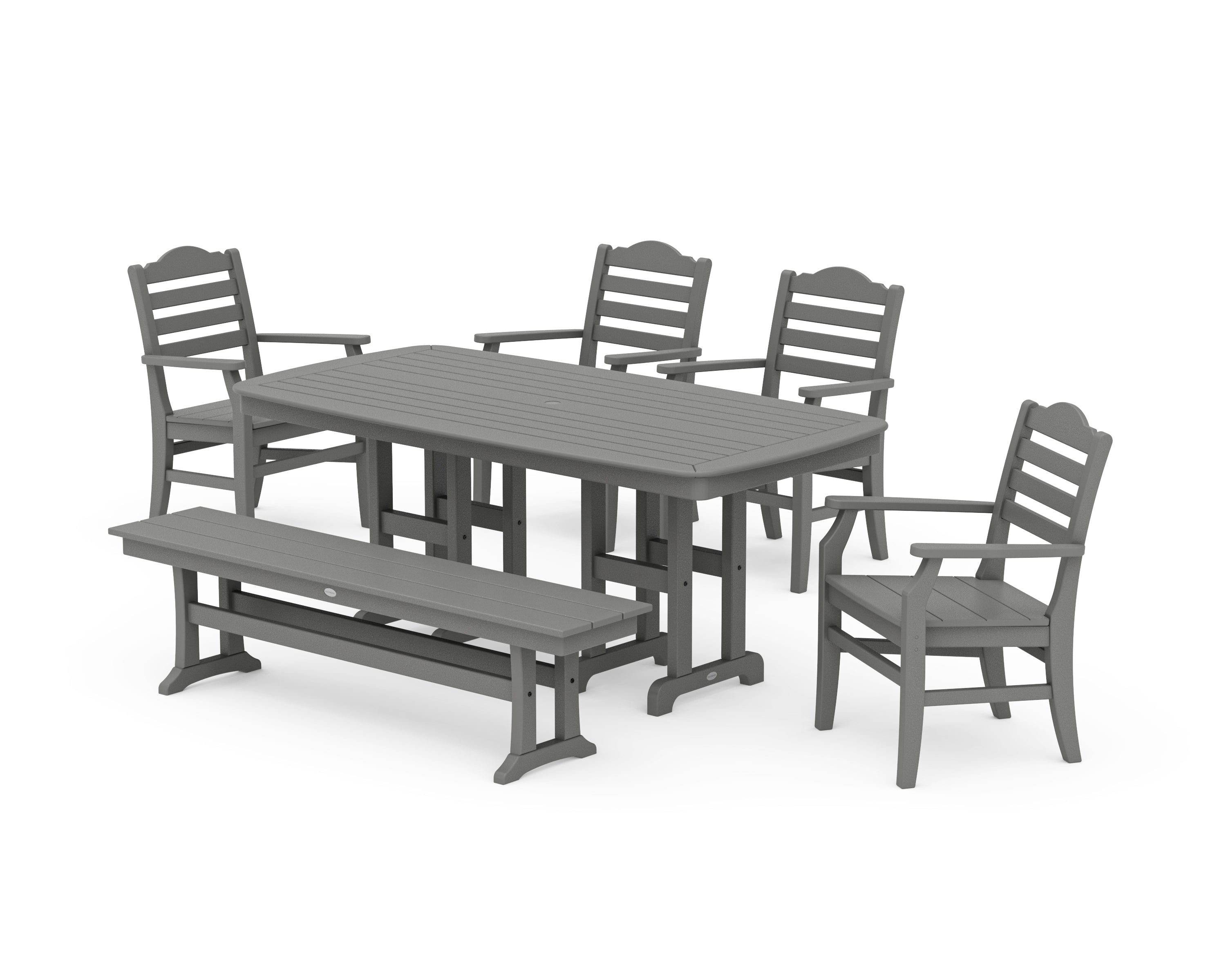 POLYWOOD® Savannah 6-Piece Farmhouse Dining Set with Bench in Slate Grey