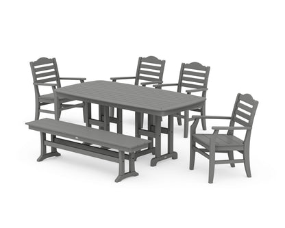 POLYWOOD® Savannah 6-Piece Farmhouse Dining Set with Bench in Slate Grey