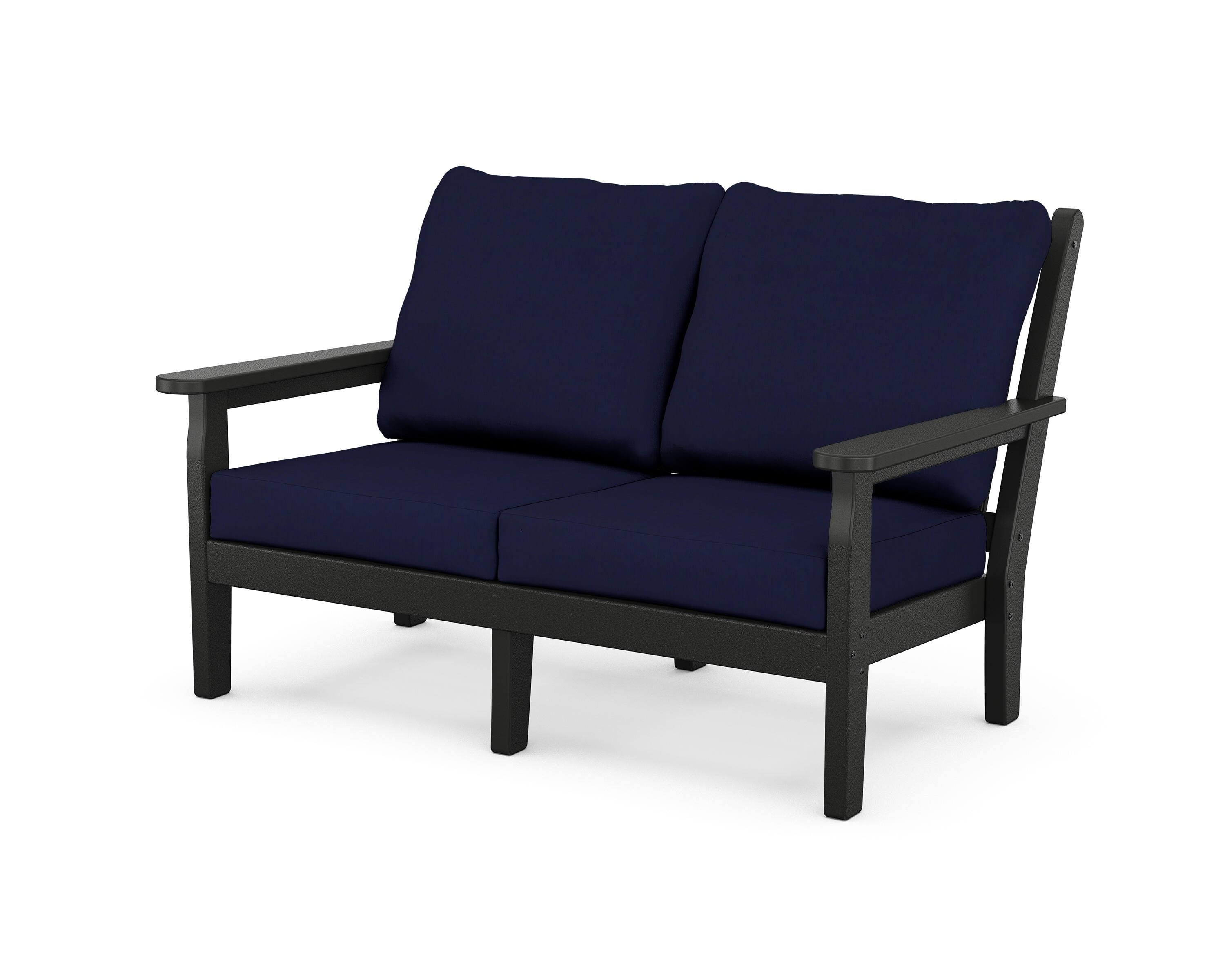 POLYWOOD® Chippendale Deep Seating Loveseat in Black / Navy