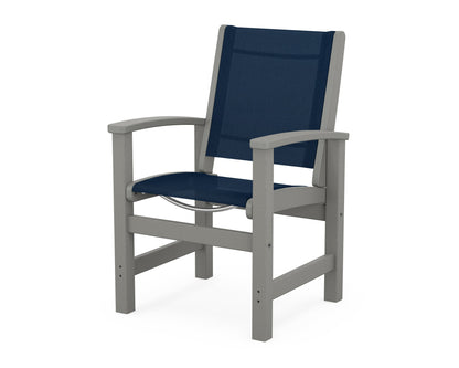 POLYWOOD® Coastal Dining Chair in Slate Grey / Navy Blue Sling