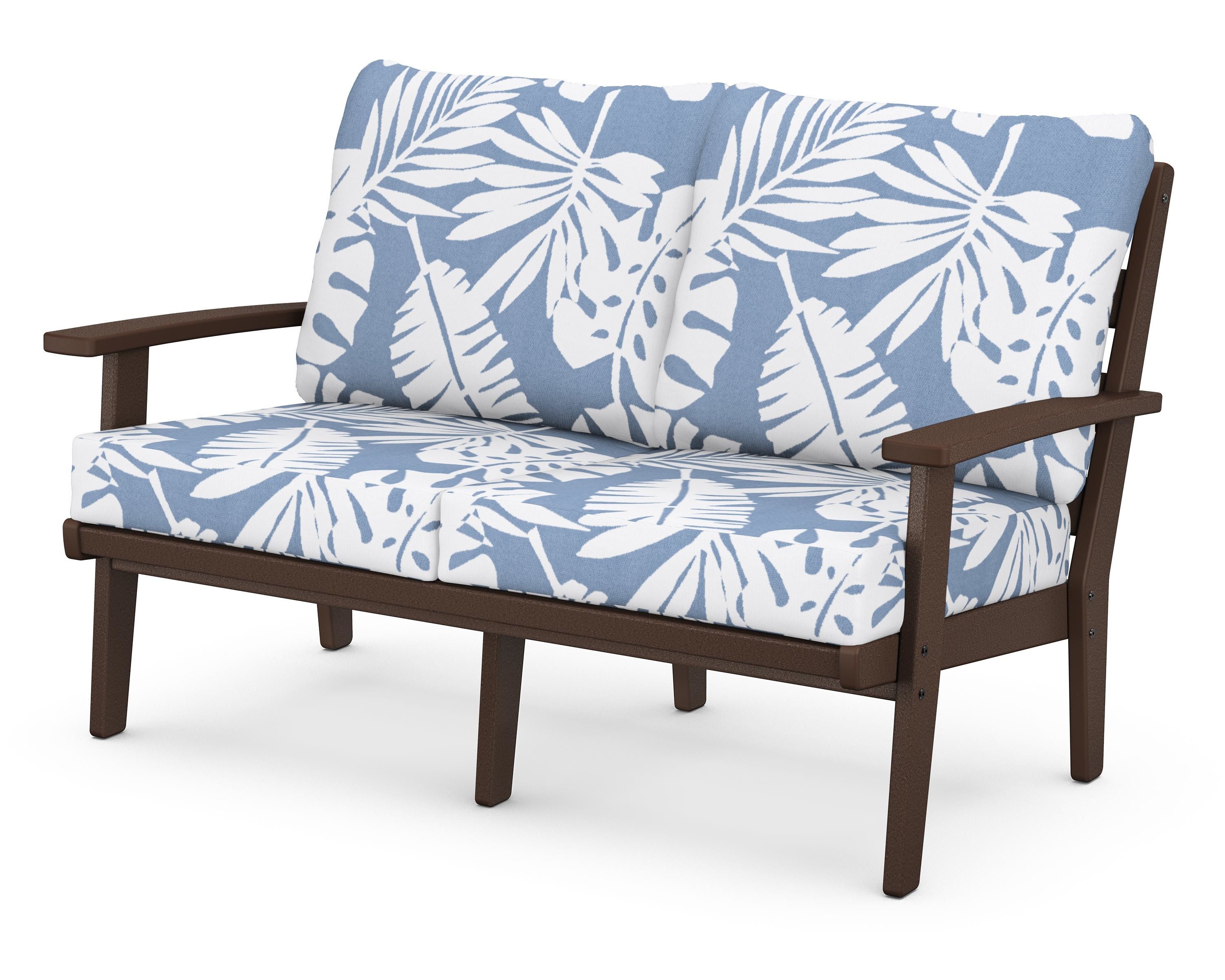 POLYWOOD® Grant Park Deep Seating Loveseat in Mahogany / Leaf Sky Blue