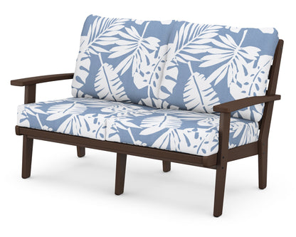POLYWOOD® Grant Park Deep Seating Loveseat in Mahogany / Leaf Sky Blue