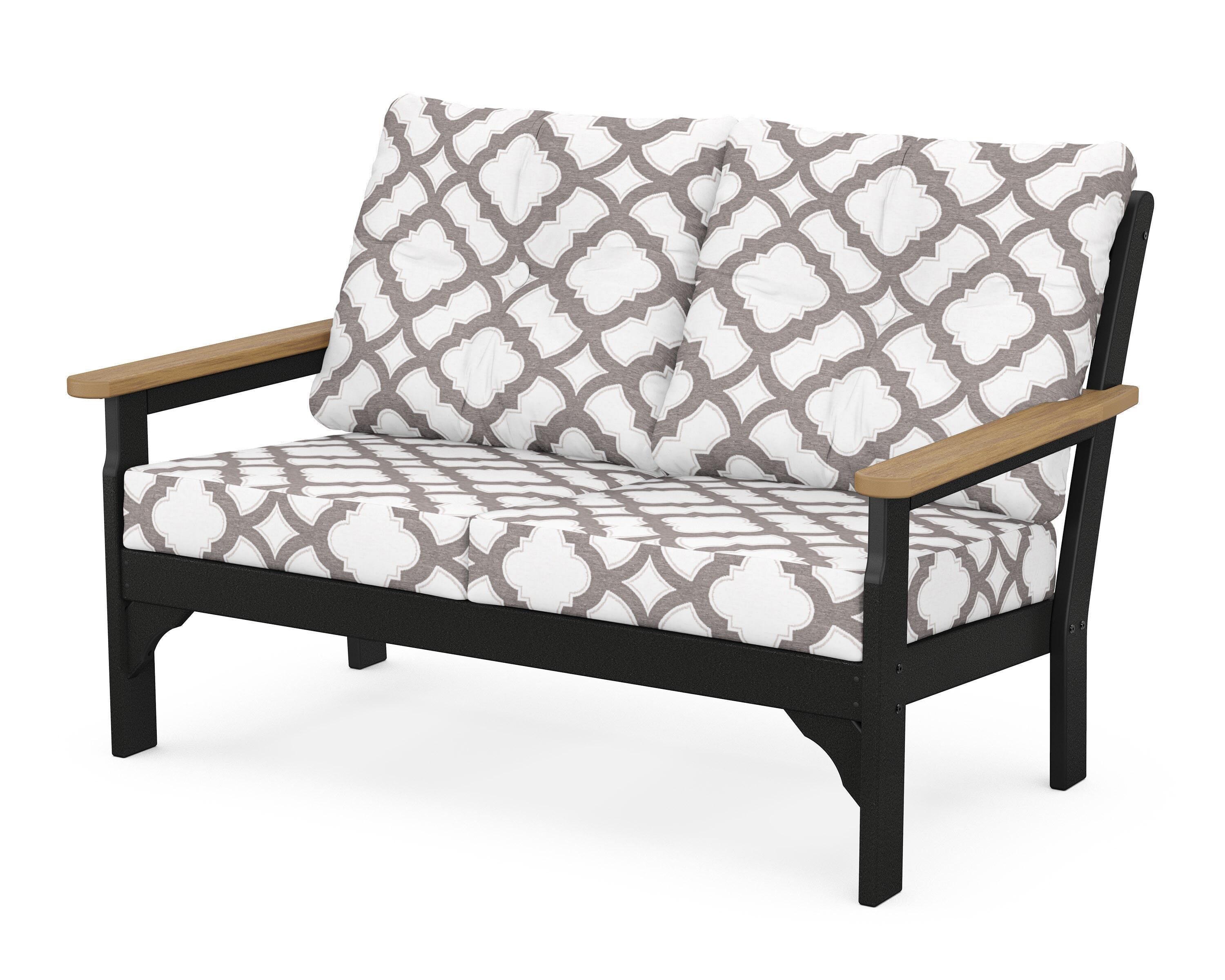 POLYWOOD® Vineyard Deep Seating Loveseat in Black / Natural / Trellis Grey Mist