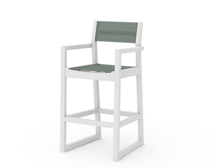POLYWOOD® EDGE Sling Bar Arm Chair in White / Dupioni Sea Mist Sling