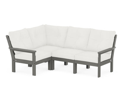 POLYWOOD® Vineyard 4-Piece Sectional in Slate Grey / Natural Linen