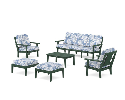POLYWOOD® Prairie 6-Piece Lounge Sofa Set in Green / Leaf Sky Blue