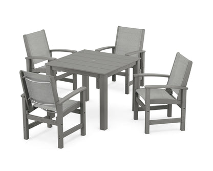 POLYWOOD® Coastal 5-Piece Parsons Dining Set in Slate Grey / Metallic Sling