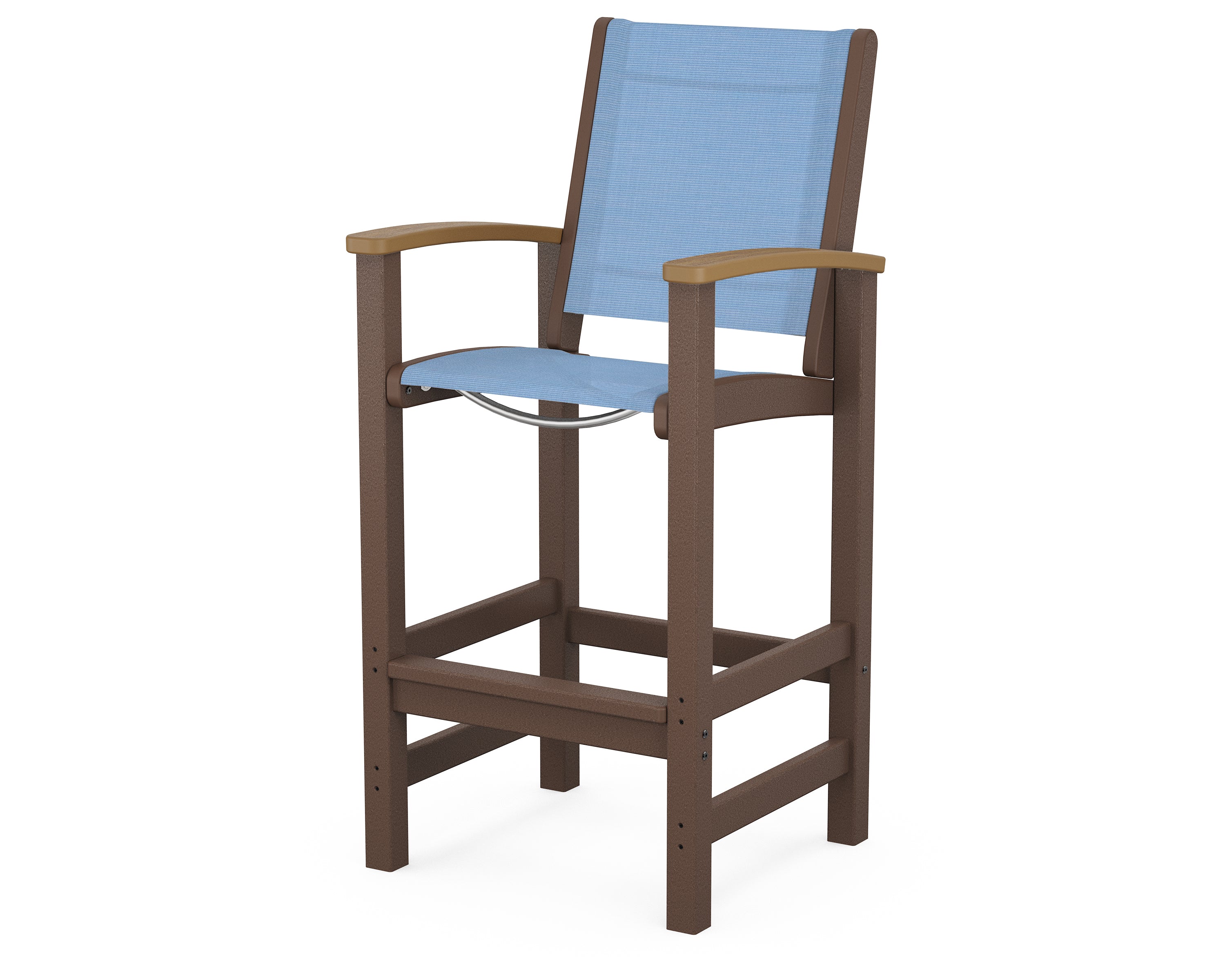 POLYWOOD® Coastal Bar Chair in Mahogany / Natural / Poolside Sling