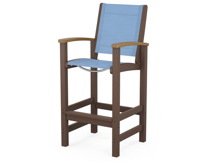 POLYWOOD® Coastal Bar Chair in Mahogany / Natural / Poolside Sling